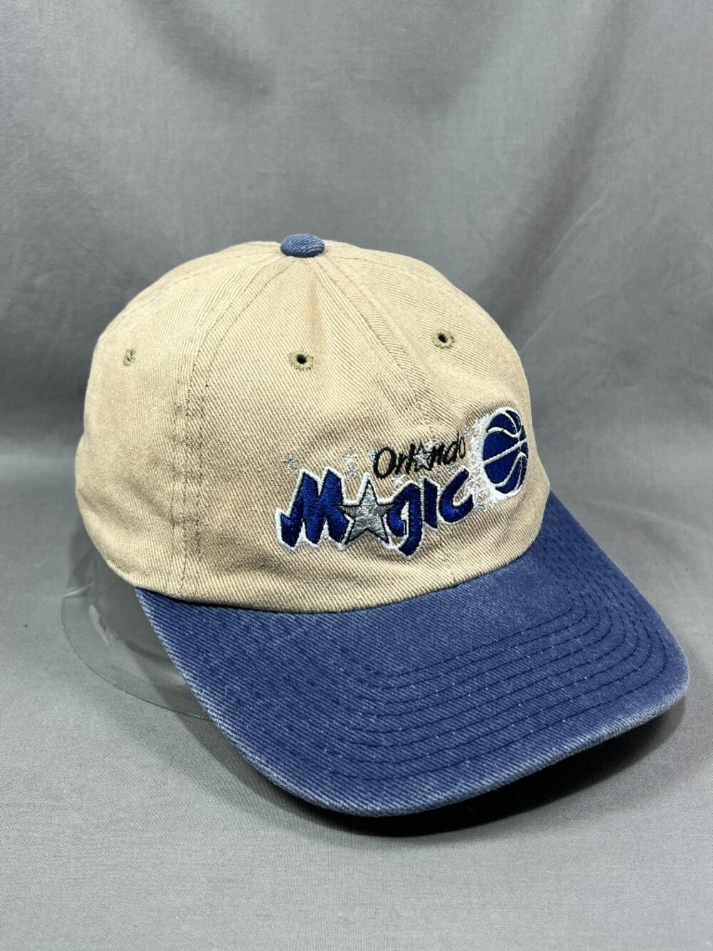 Vintage 90s Orlando Magic The G Cap NBA Beige Blue Two Tone OSFA Strapback Hat